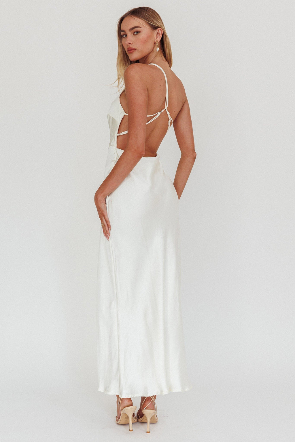 Aubrianna One-Shoulder Strappy Back Dress White