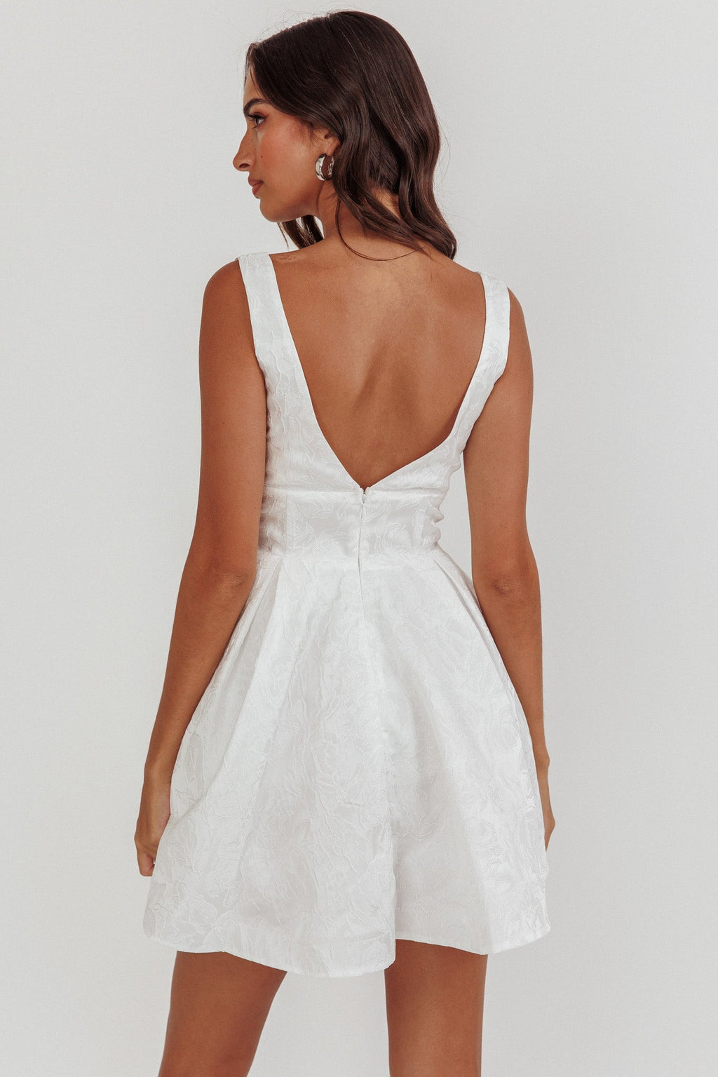 Belle Enchante Jacquard Mini Dress White