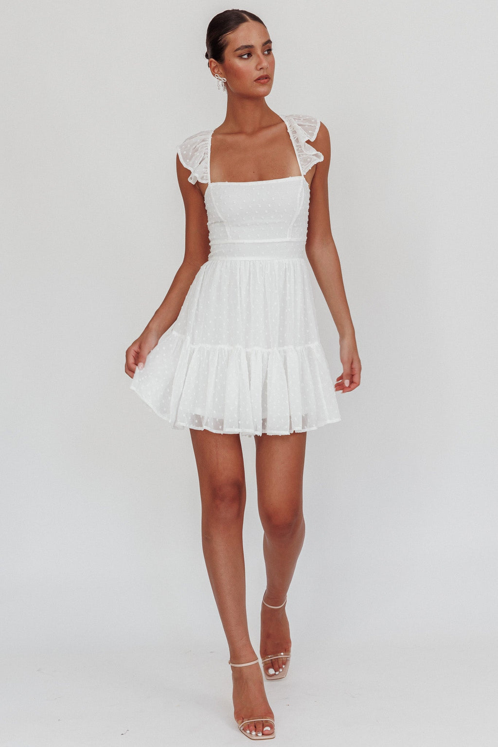 Franki Strappy Back Mini Dress Hail Spot White