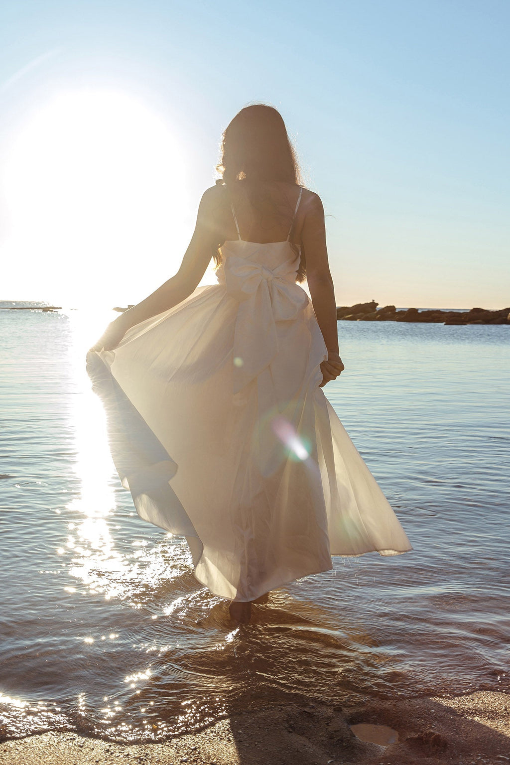 Love Songs Back Bow Maxi Dress White