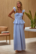 Provence Bloom Peplum Maxi Dress Blue