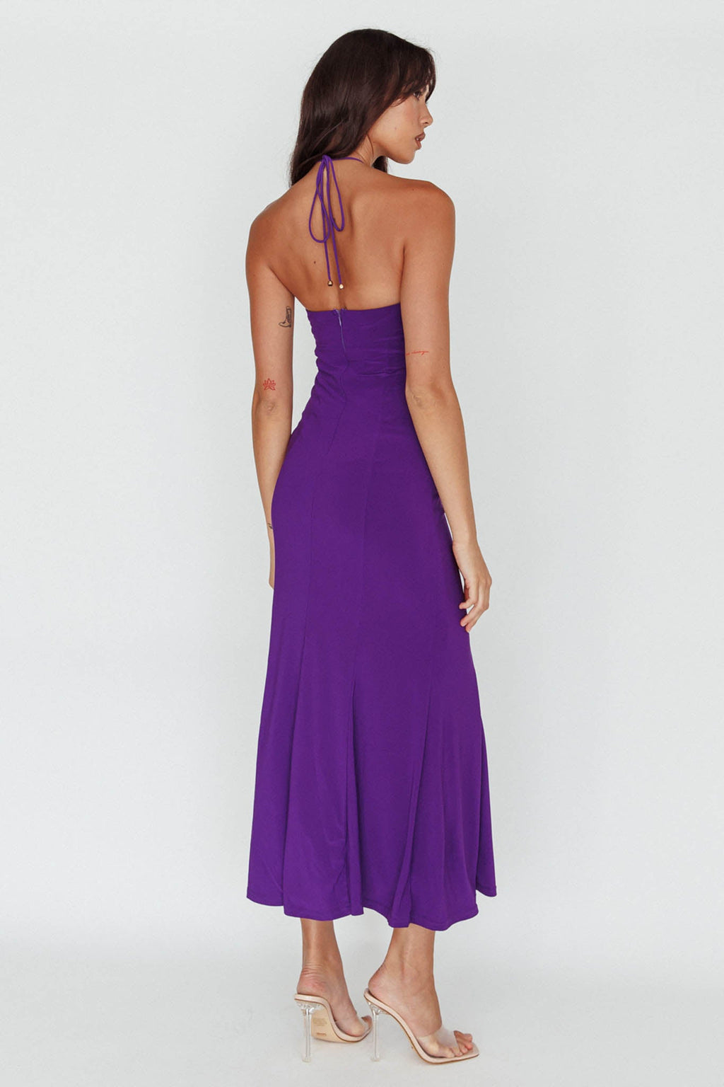 Ibiza Sunset Bust Flower Midi Dress Purple