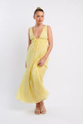 Kylin V-Neck Tied Bust Maxi Dress Lemon