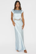 Taken Heart Lace Trim Tied Back Dress Baby Blue