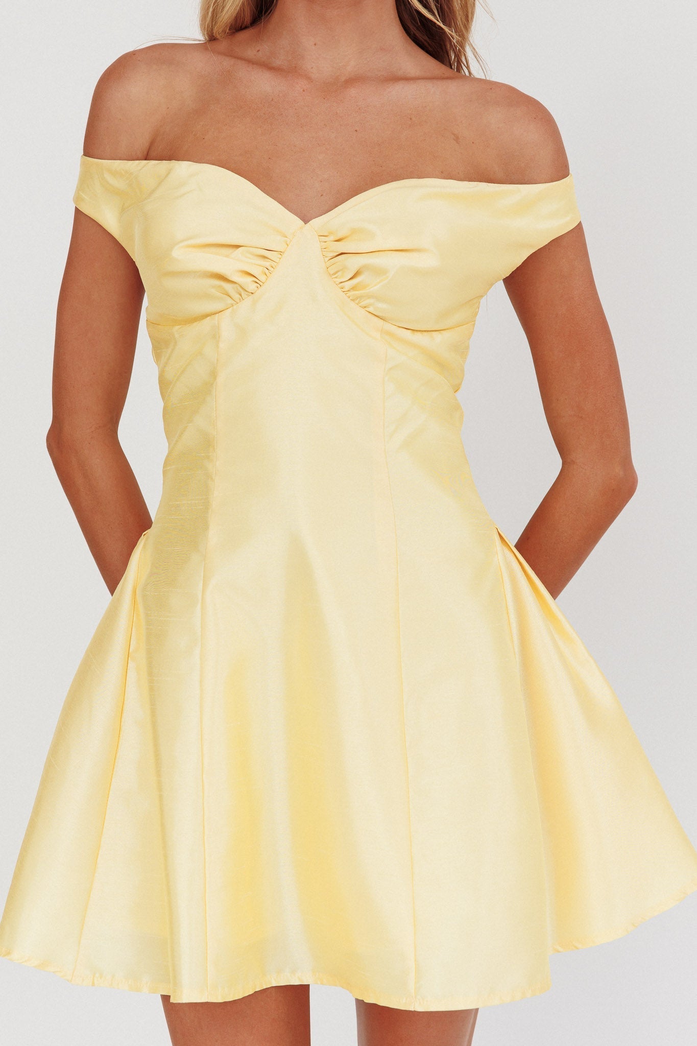 Silver Sun Off-Shoulder Mini Dress Soft Butter
