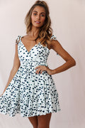 Maven Tied Shoulder Low Back Dress Animal Print White