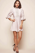 Martha High Neck Babydoll Dress Beige